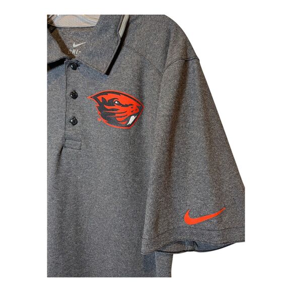Oregon State Beaver Nike Golf Polo Shirt Dri Fit Mens Small Grey Front Logo NCAA - Picture 2 of 5
